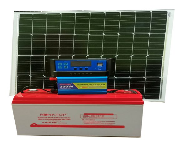 300Watts Solar System Full Kit With 12V 100AH GEL Battery