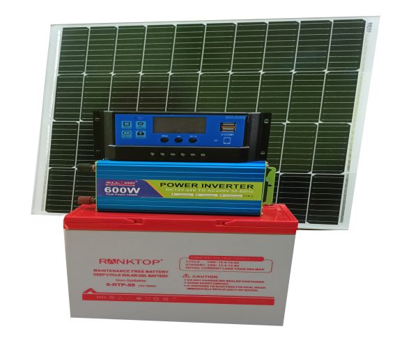 600Watts Solar System Full Kit With 12V 55AH GEL Battery