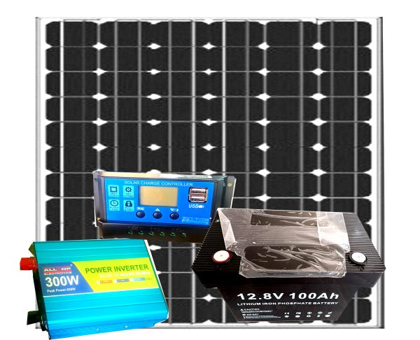 300Watts Solar System Full Kit With 12V 100AH Lithium Battery