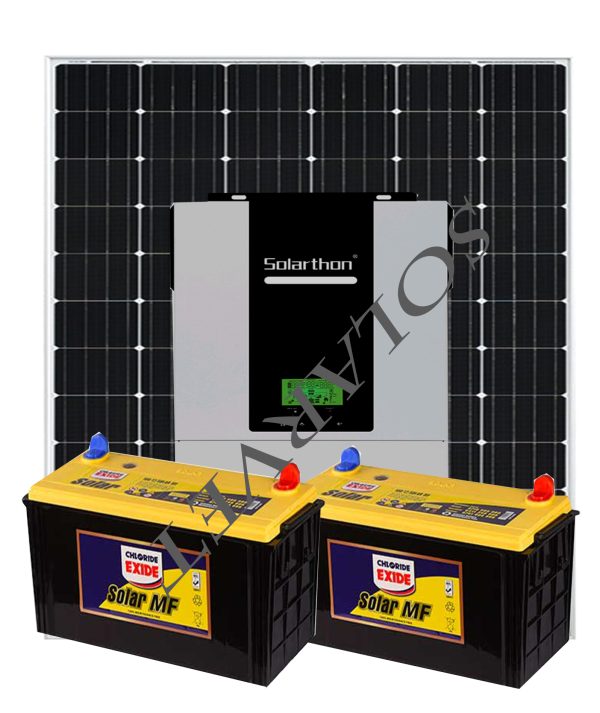 1000Watts 12V 100AH(2) Solar MF Hybrid System Full Kit