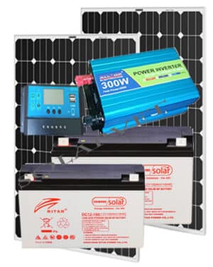 300Watts Ritah Solar System Full Kit with 2pcs 100AH Solar Batteries - Image 1