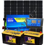 600Watts Solar MF System Full Kit 2Pcs 12V 100AH Battery