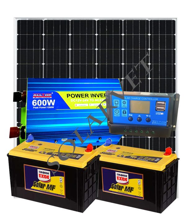 600Watts 12V 100AH(2) Solar MF System Full Kit