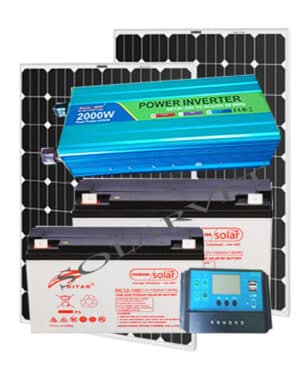 2000Watts Ritah Solar System Full Kit with 2pcs 100AH Solar Batteries